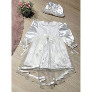 Svētku kleita balta ar cepuri Baby Colibra 86 izm.