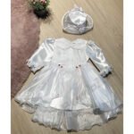 Svētku kleita balta ar cepuri 80 izm.