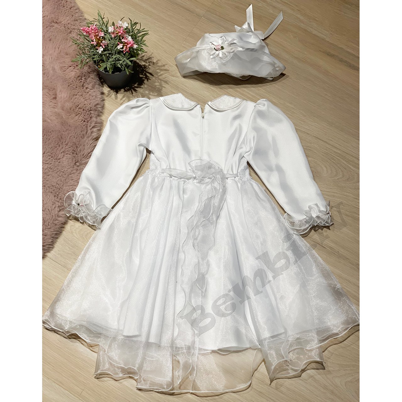 Balta svētku kleita ar cepuri 92 izm. meitenēm - Image 2