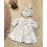 Svētku kleita balta ar cepuri 62 izmērs