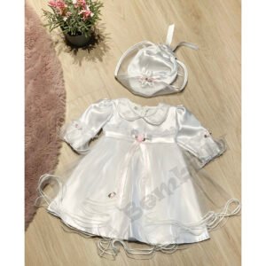 Svētku kleita balta ar cepuri 62 izmērs