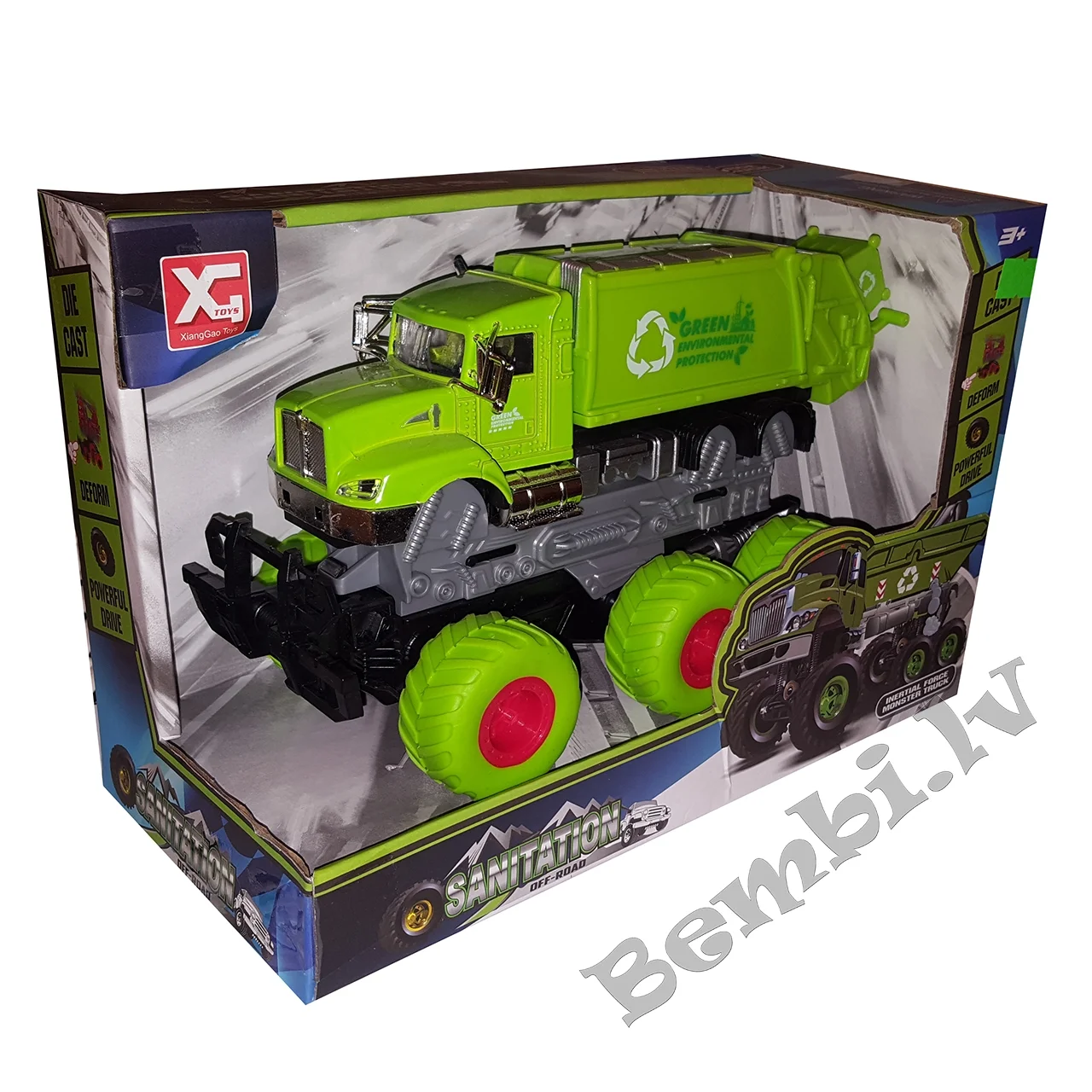 Inerces rotaļu Monster truck mašīna Sanitation