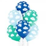 Zilie mākoņi 30 cm lateksa balons