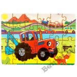 Koka puzle Sarkanais traktors