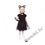 Komplekts melns kaķis (svārki, aste, galvas saite, tauriņš), izmērs 3-6 gadi