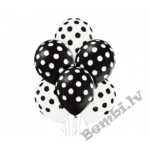 Melnbalti baloni 6gab komplekts BLUSH POLKA DOTS