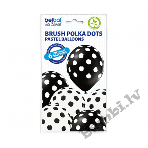 Melnbalti baloni 6gab komplekts BLUSH POLKA DOTS - Image 2