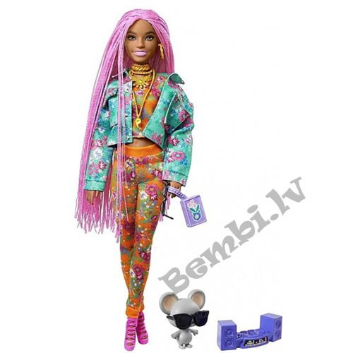Mattel Barbie EXTRA lelle ar rozā bizītēm - Image 2