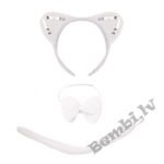 Kaķa tērps BALTS - ausis, aste un tauriņš