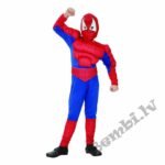Spiderman tērps komplekts ar muskuļiem (uzvalks ar muskuļiem, josta, kapuce)