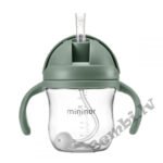 MININOR Bērnu Krūze ar salmiņu un rokturiem, modern mint 220ml
