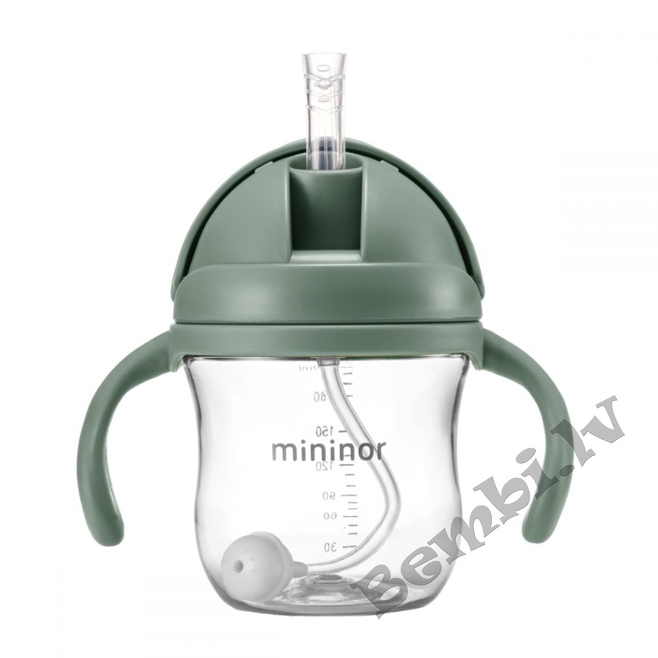 MININOR Bērnu Krūze ar salmiņu un rokturiem, modern mint 220ml