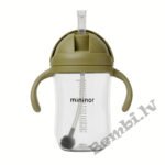 MININOR Bērnu Krūze ar salmiņu un rokturiem, zaļa 330ml