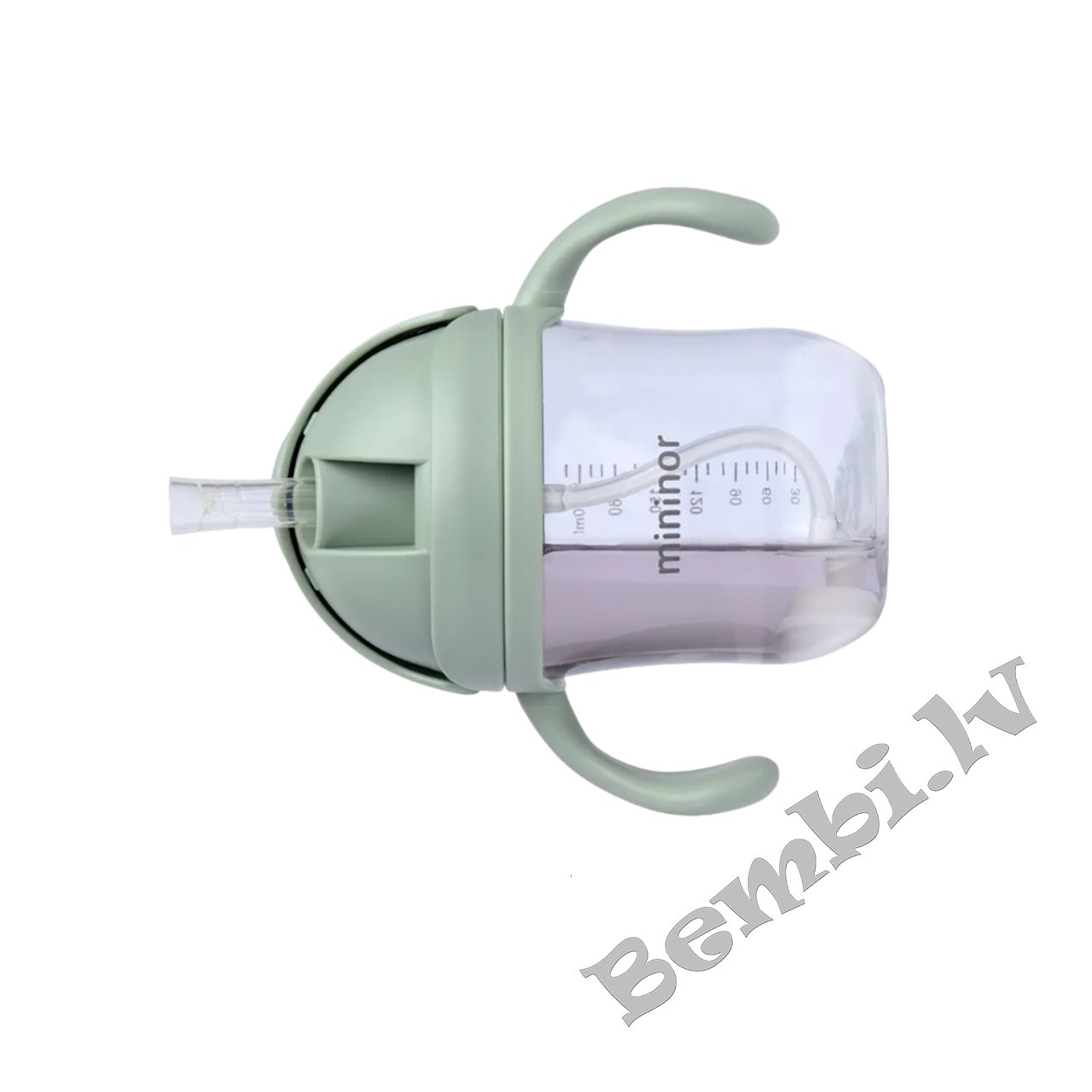 MININOR Bērnu Krūze ar salmiņu un rokturiem, modern mint 220ml - Image 4