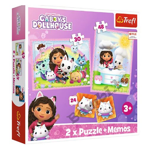 TREFL Gabbys dollhouse 2 puzles + memo spēle