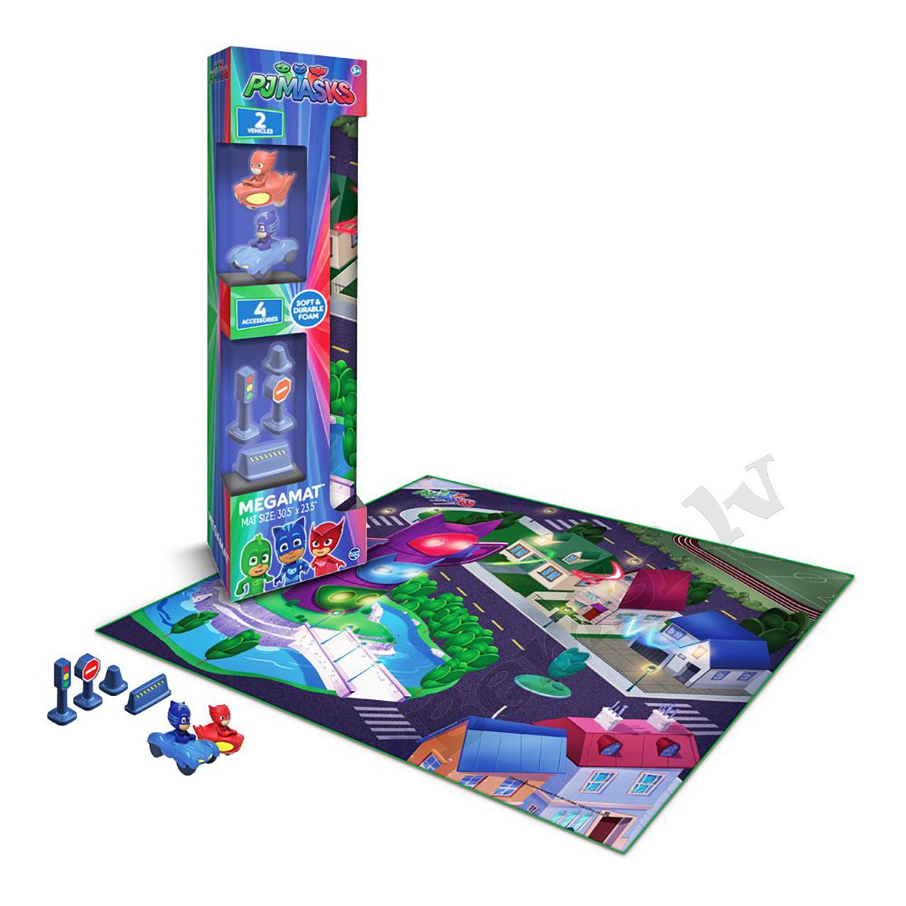 PJMasks paklājs trase ar automašīnām Cat boy un Geko 60 cm