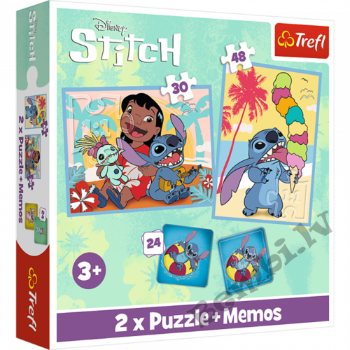 TREFL STITCH Puzles komplekts 30 gab + 48 gab + 24 memo