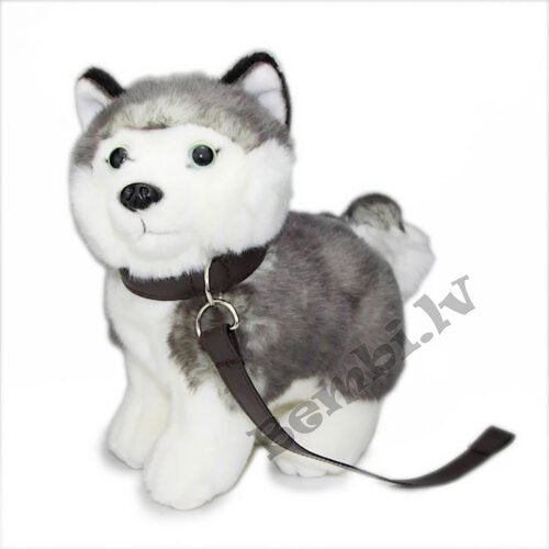 Uni Toys mīkstā rotaļlieta suns Husky ar pavadu 22 cm