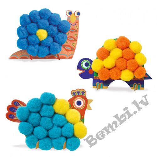 DJECO Kolāžas ar mīkstām bumbiņām – Pūkainie dzīvnieciņi DJ09871 - Image 3