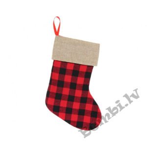 Ziemassvētku zeķe rūtaina, izmērs 40,5 cm