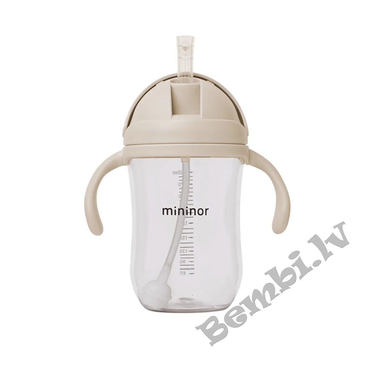 MININOR Bērnu Krūze ar salmiņu un rokturiem, Mākoņains rīts 330ml