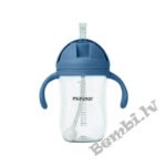 MININOR Bērnu Krūze ar salmiņu un rokturiem, Zilais valis 330ml