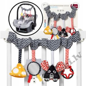 Babyono izglītojoša rotaļlieta - piekariņš ratiņiem un Cheese & Skip autokrēsliņam