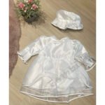 Artex Balta svinību kleitiņa ar garām piedurknēm un cepuri 56;62;86 izm