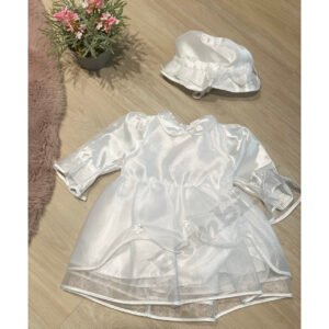 Artex Balta svinību kleitiņa ar garām piedurknēm un cepuri 56;62;86 izm