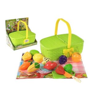 Rotaļu piknika grozs ar spēļu ēdienu un aksesuāriem