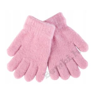 Rozā mīksti pirkstaiņi bērniem, vienslāņa adījums, 15 cm