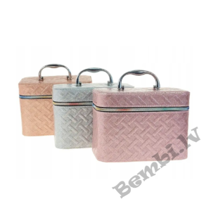Kosmētikas koferis ar spoguli un rāvējslēdzēju 23x17x15cm